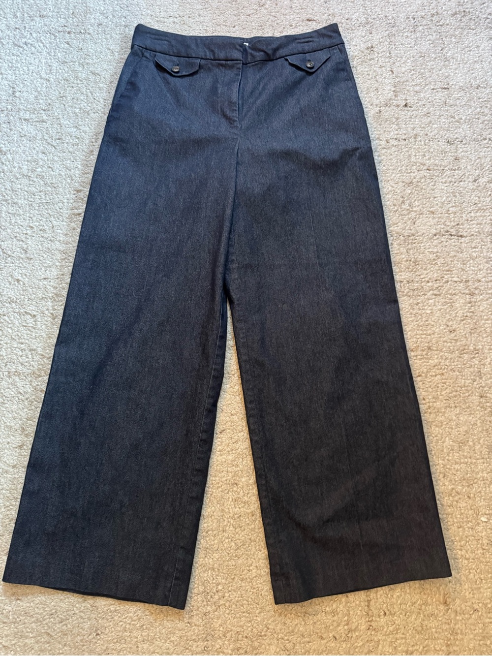 LOFT Wide-Leg Denim Trousers— Dark Indigo